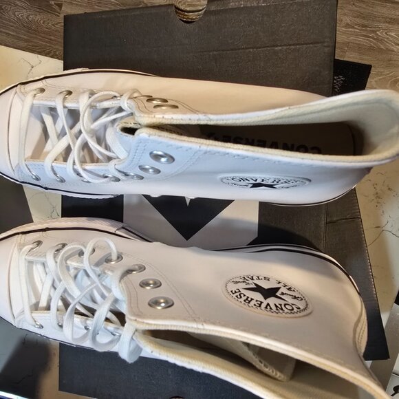 Converse All Star 561676C Platform Hi lift Leather White Mens Size 12 NEW - Picture 7 of 9